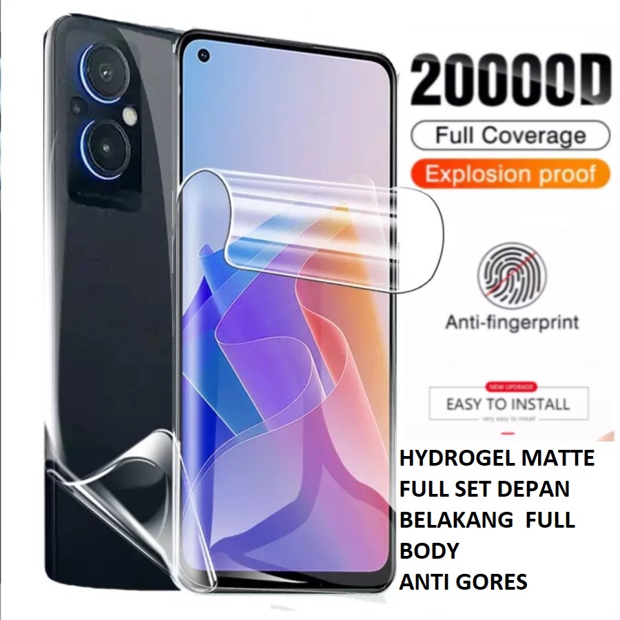 OPPO RENO 8T 4G 8T 5G 8Z 5G 8 4G 8 5G 8 PRO 5G 7 5G 7 4G 7Z 5G ANTI GORES HYDROGEL MATTE CLEAR FULL SET DEPAN BELAKANG DOFF ANTI MINYAK PELINDUNG LAYAR DAN PELINDUNG BELAKANG FULL BODY RENO 7 Z 5G