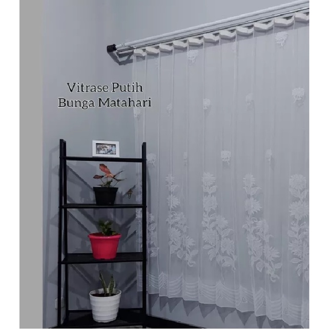 Gorden Vitrase  Lebar 100 dan 200cm Tinggi 200 dan 240cm Vitrase polos bunga matahari puring tirai g