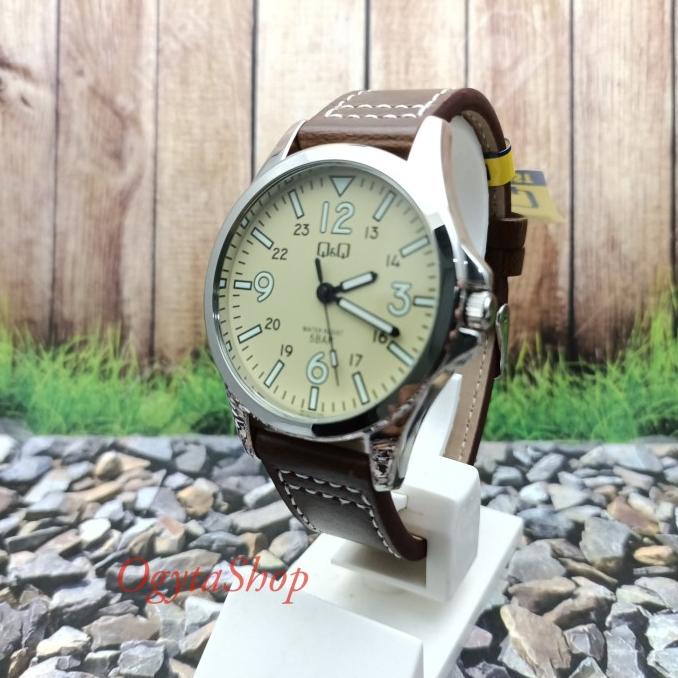 RECOMENDED Q&Q QQ QNQ ANALOG JAM TANGAN PRIA KULIT COKELAT QB12J315Y ORIGINAL
