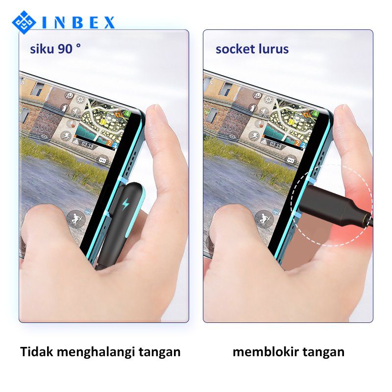 INBEX Kabel Charger Gaming 90° Type-C 3A