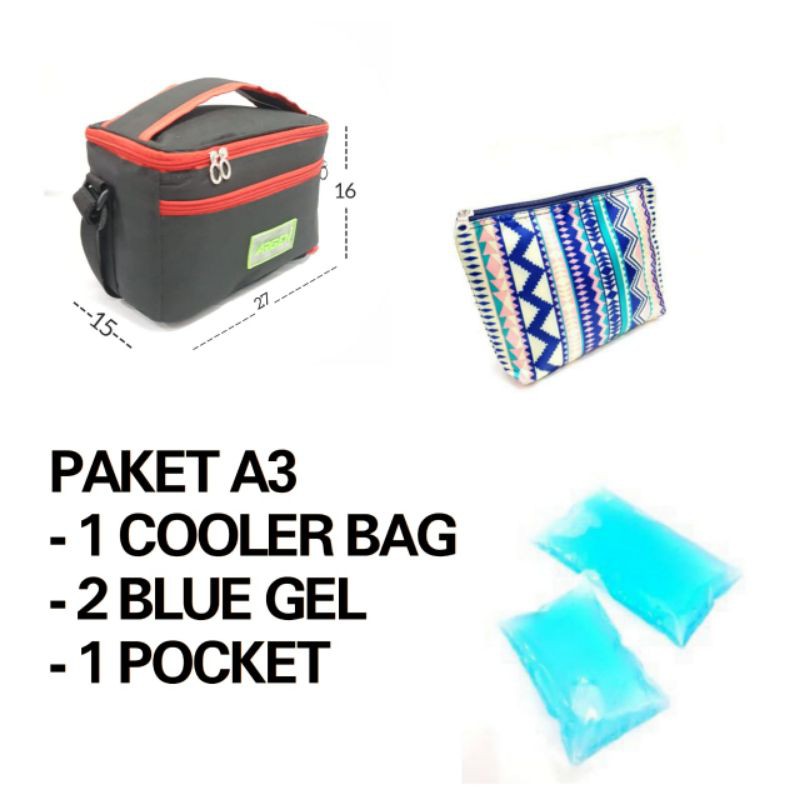 PROMO PAKET A3 , COOLER BAG ARGEN + 2 BLUE GEL + 1 POCKET s1