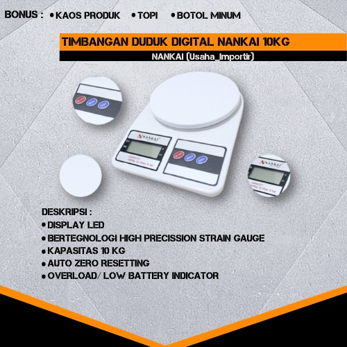 Timbangan Duduk Digital Nankai 10Kg Original Timbangan Duduk Mini Timbangan Nankai Timbangan Dapur N