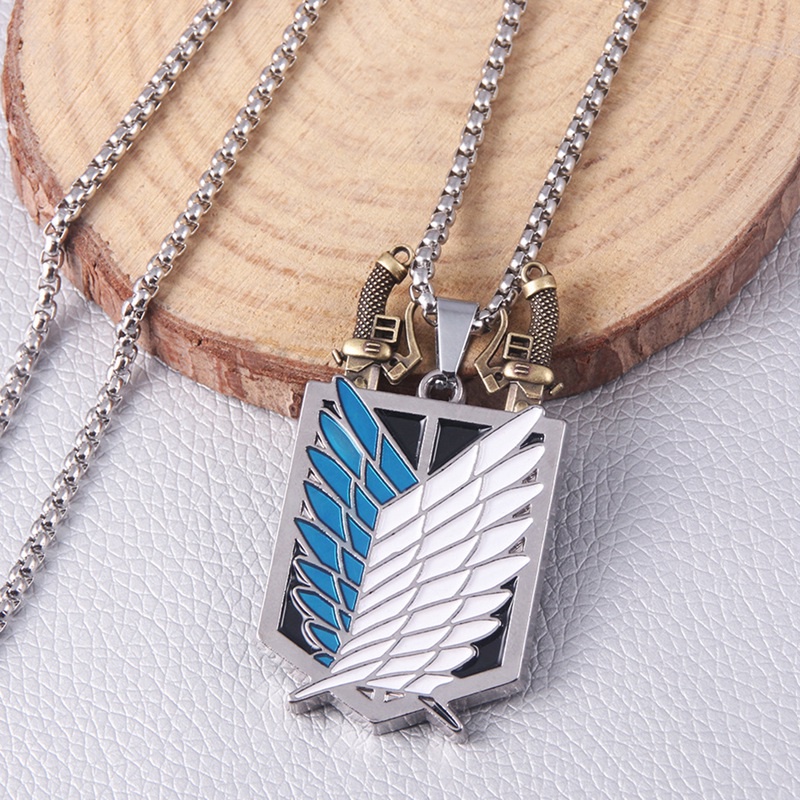 1pc Anime Attack On Titan Alloy Necklace Figure Toys Wings Of Liberty Shingeki No Kyojin Leather Chain Gold Silver Pendant Gift