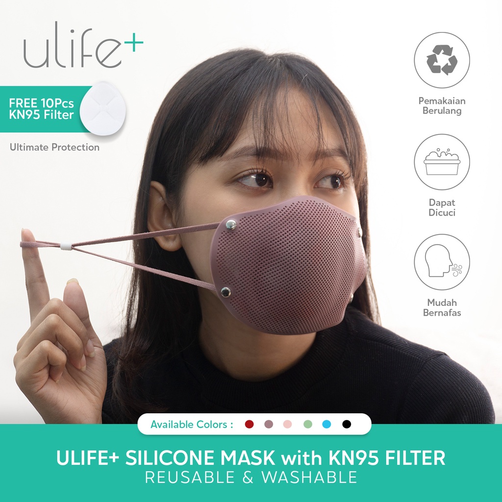 Ulife+ Masker KN95 Silikon Reusable Washable Dewasa & Anak Anti Virus (Masker Non Medis)