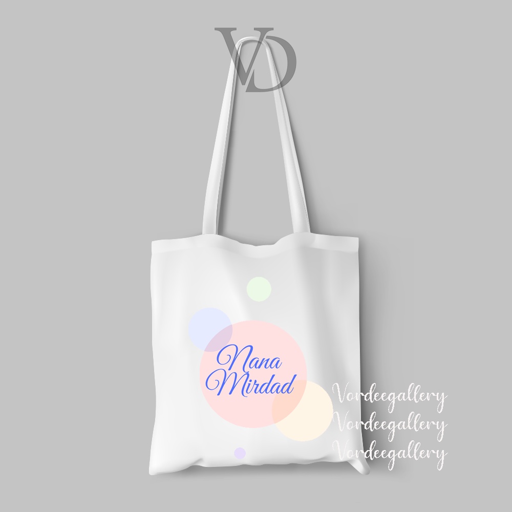 CUSTOM NAMA / TOTE BAG flower girl BAHAN KANVAS MOTIF nama / SOUVENIR WEDDING /  korean TOTE BAG / hadiah wedding / custom tote bag nama