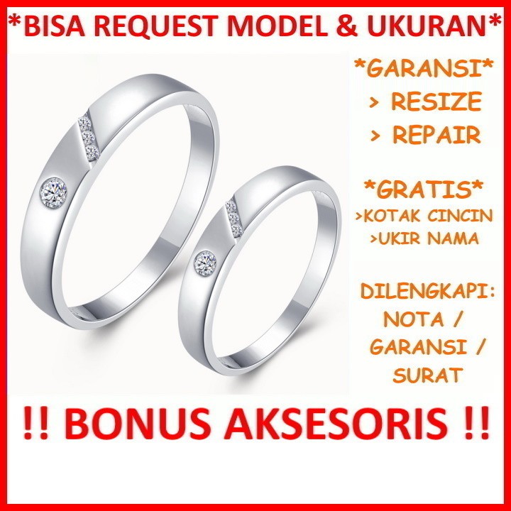 Gratis Ukir Nama Garansi Silver Asli Bisa Pesan Model Cincin Couple Perak Tunangan Mas Kawin Id587