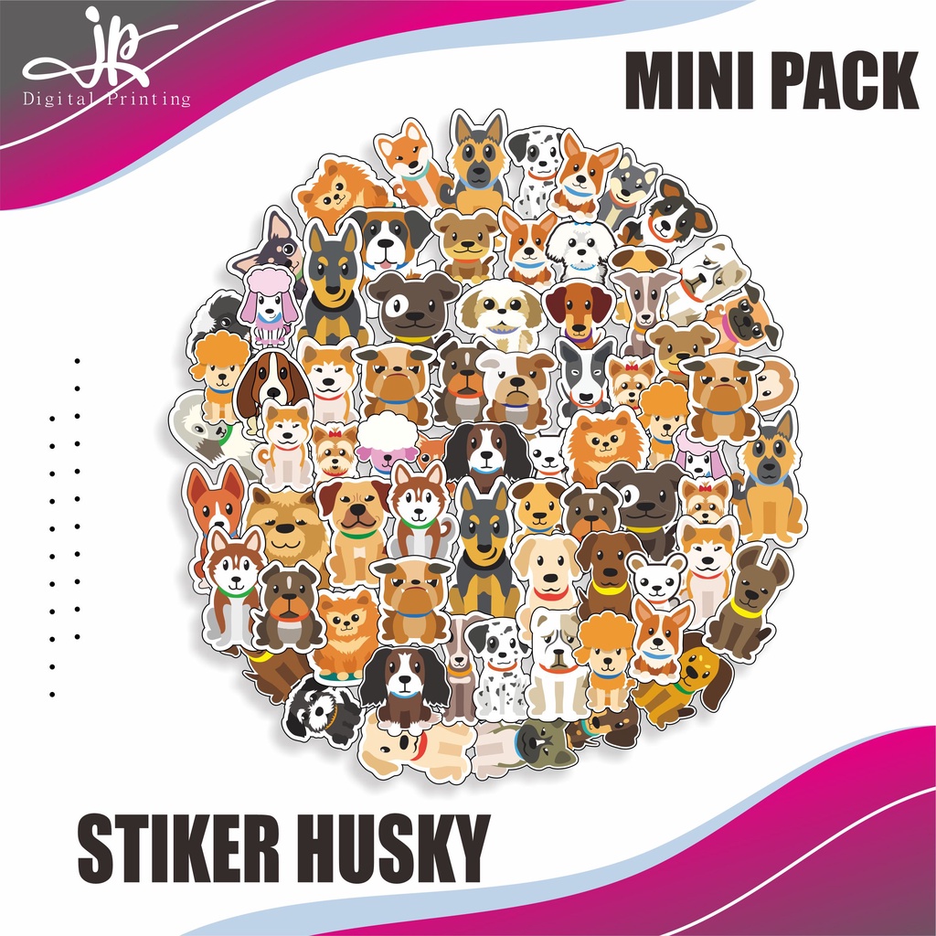 

JP Store Stiker Pack Motif HUSKY | Sticker Label Hewan Setiker Pack Perlembar 1set Isi Banyak Anti Air