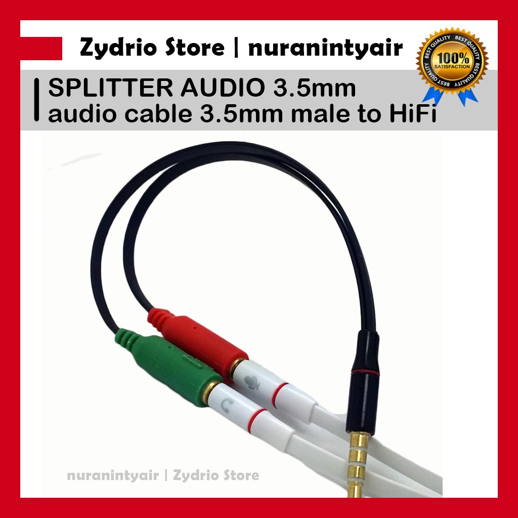 Audio Splitter 3.5mm Male to 3.5mm HiFi Mic Headphone / Splitter Aux