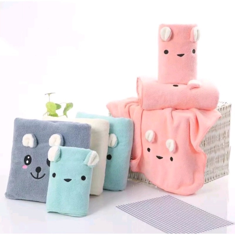 PROMO!! Handuk Microfiber Karakter 3D Telinga Boneka BESAR dan SEDANG