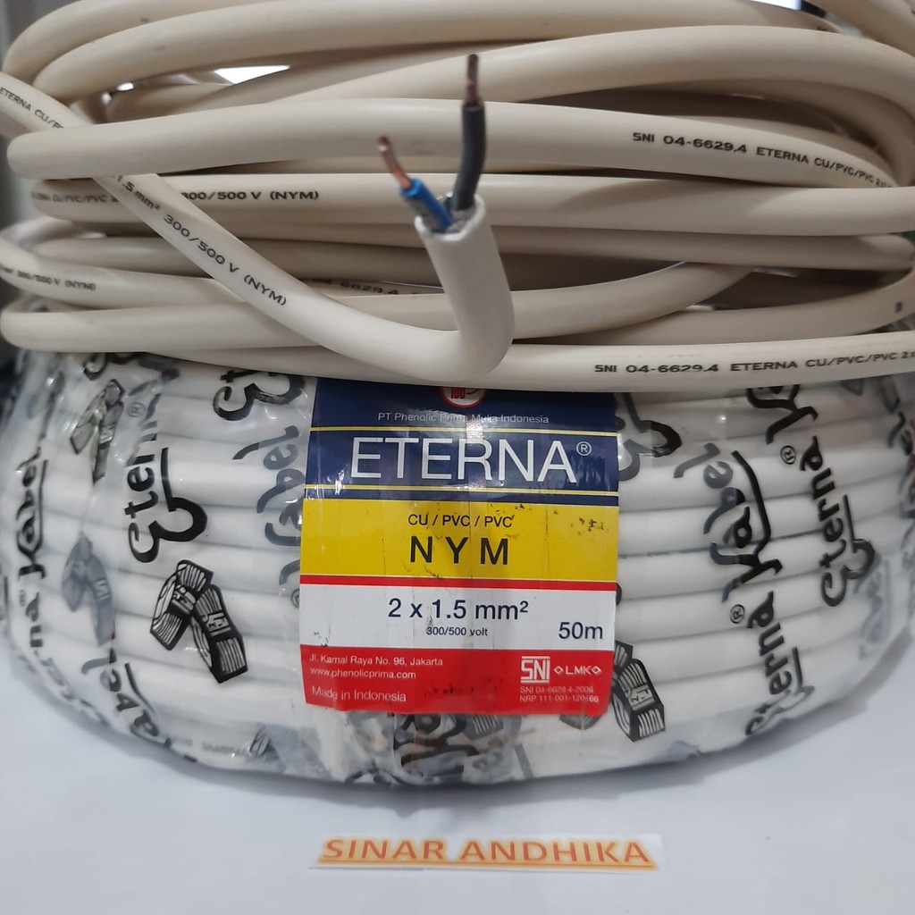 KABEL ETERNA NYM 2 X 1.5 MM PERMETER KAWAT TEMBAGA ISI 2