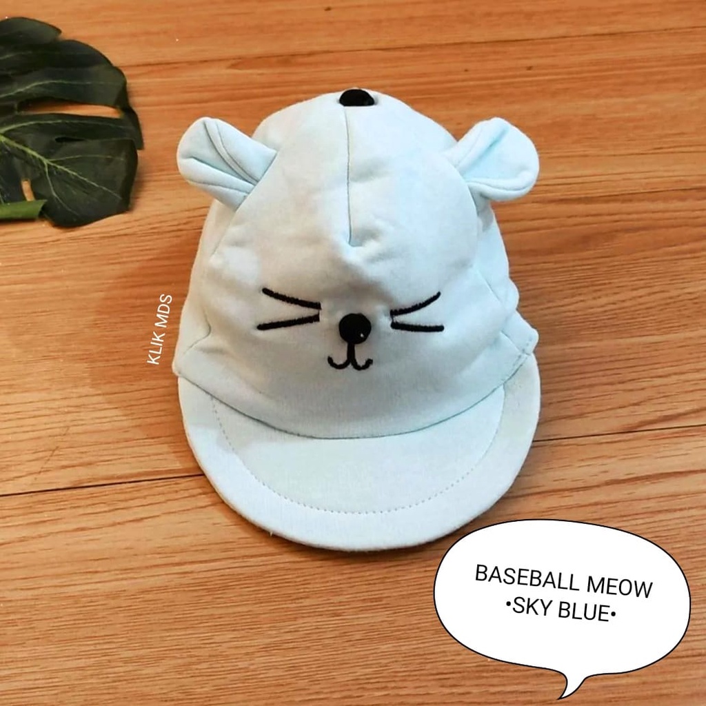 Topi Bayi Laki-Laki Motif Baseball Meow / Topi Anak Bayi Usia 0-2 Tahun-3