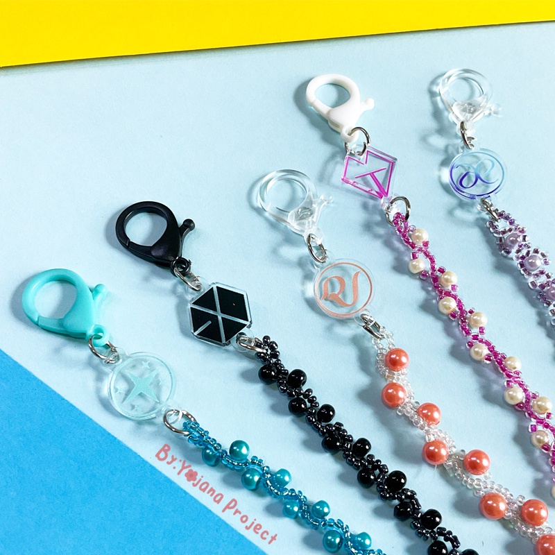 KPOP FANDOM STRAP MASK PEARL BEADS/MUTIARA ACRYLIC CHARM (SUPERJUNIOR, SHINee, EXO, REDVELVET, SNSD,