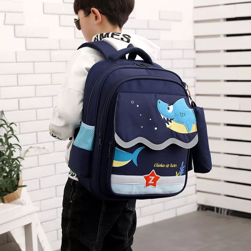 TM30-Tas Ransel Anak Sekolah Laki-laki SD TK PAUD Motif Kartun Hiu