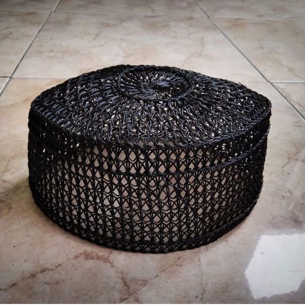 peci rotan/songkok rotan/ peci akar rotan.hitam polos
