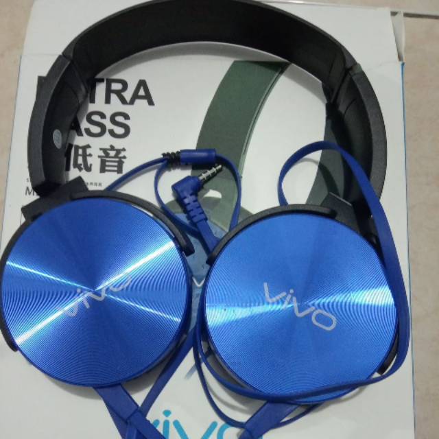 Headset vivo extra bass MDR-XB450AP biru hitam HANDS-FREE CALLS