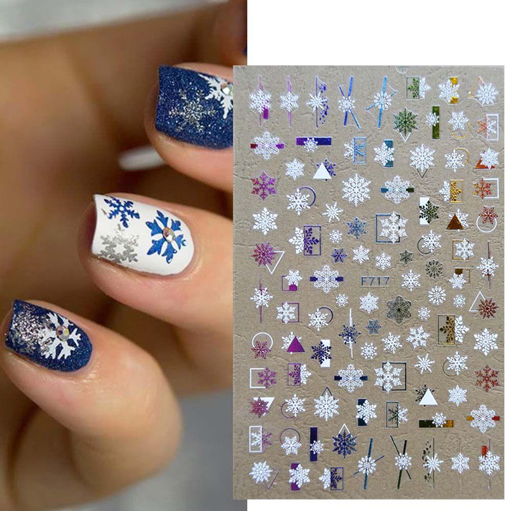 AUGUSTINA Agustina Stiker Kuku Natal Tanduk Rusa Perekat Diri Elk Manicure Aksesoris Alfabet Inggris Pohon Natal Nail Art Dekorasi