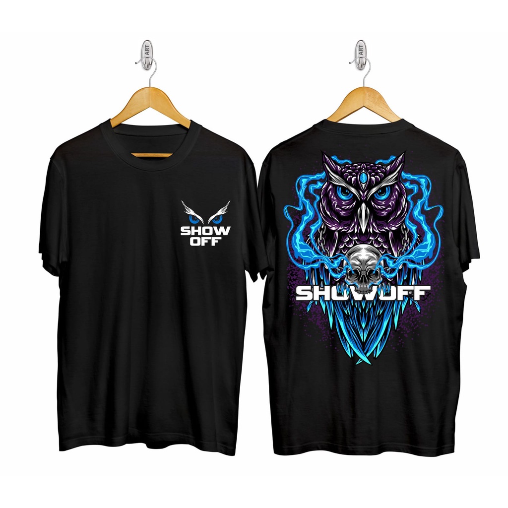 Kaos Tshirt Pria Owl Ungu Showoff Hitam Distro Lengan Pendek Motif Sablon Bergambar Keren Baju Kaos Viral Baju kaos anime