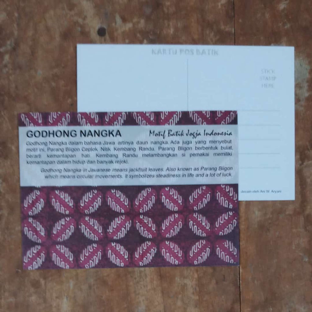 

10 LEMBAR KARTU POS BATIK INDONESIA POSTCARD MOTIF GODHONG NANGKA MERAH