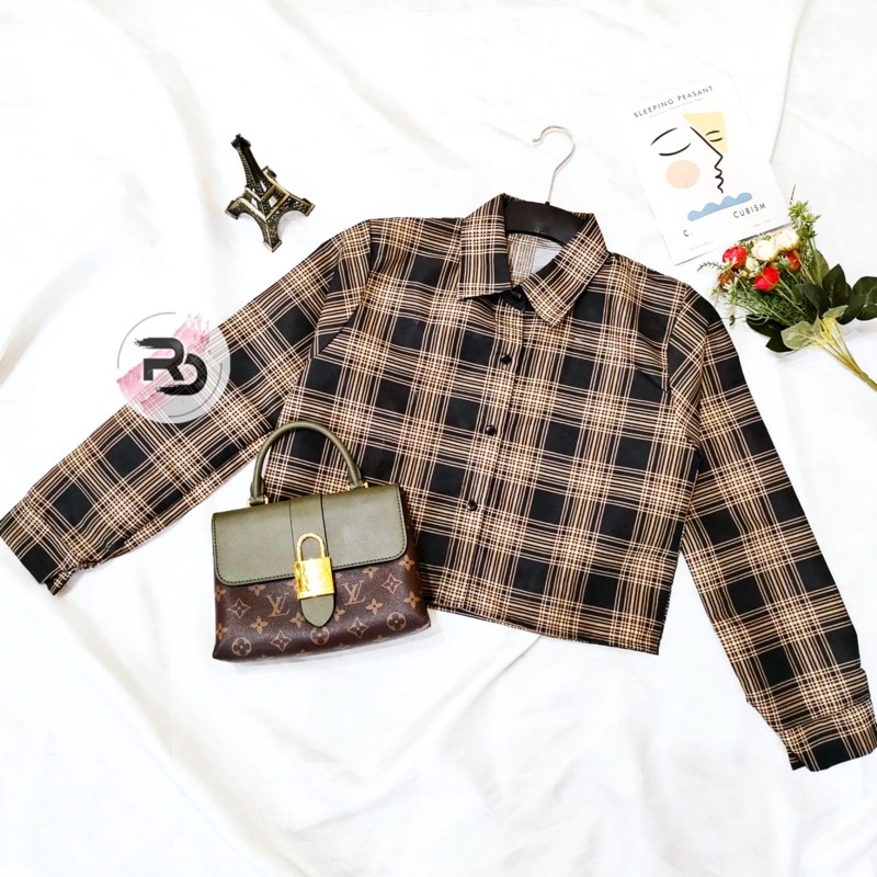 Tartan Crop Top Blouse / Tartan Outer Crop