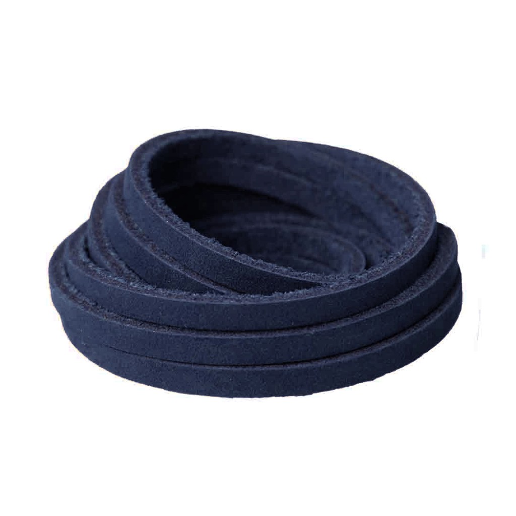 MR Shoelaces LR28 Dark Blue (Biru Tua) - Tali Sepatu Kulit 60cm 80cm 100cm 120cm 150cm 200cm - Premium Shoelace Leather