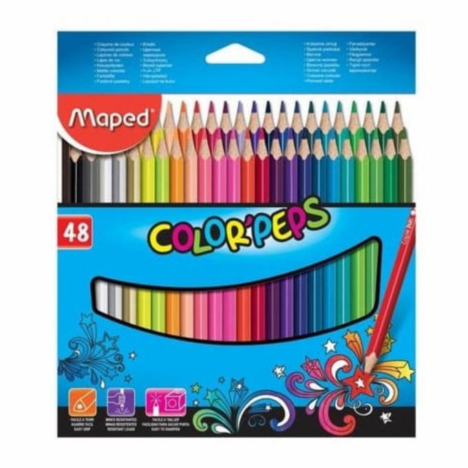 

(PERALATAN MENGGAMBAR) PENSIL WARNA 48 MAPED COLOR PEPS CARDBOARD INCLUDE SILVER GOLD FLUO TERBARU