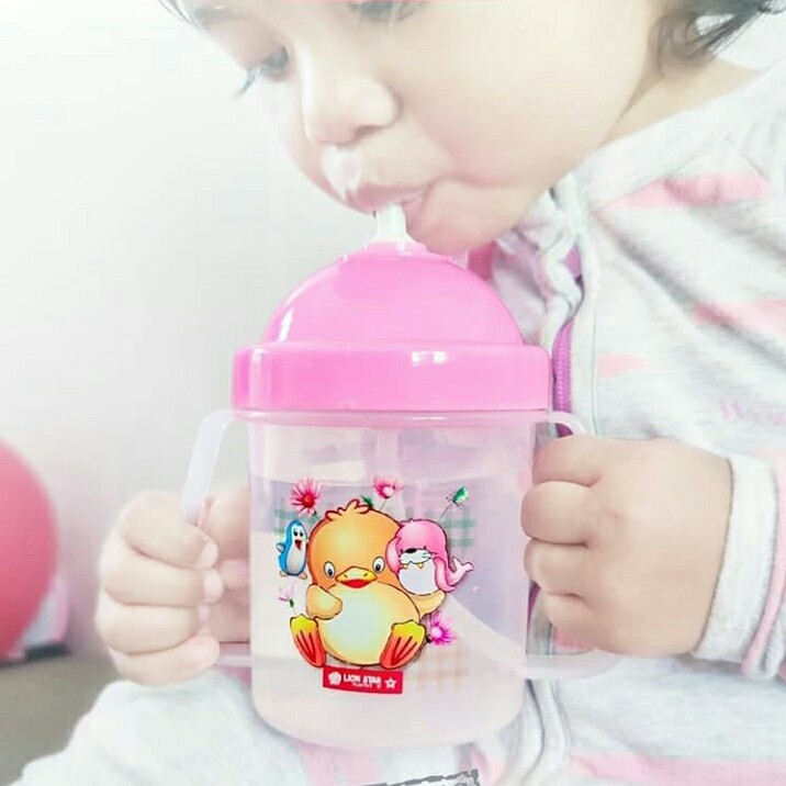Lion Star GL-35 Gogo Mug 250 ml Dot Ada Sedotan Straw Botol Minum Anak Bottle Plastik Gelas