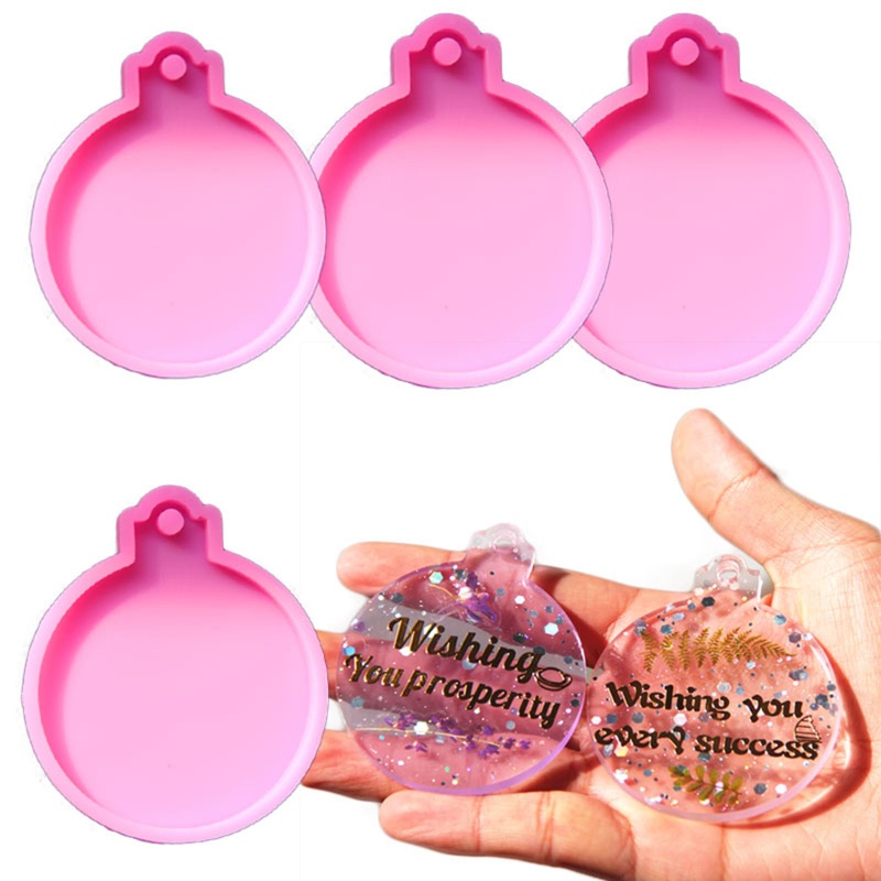 4pcs Cetakan Resin Epoksi UV Bahan Silikon Desain Natal Handmade DIY Untuk Dekorasi Gantungan Kunci