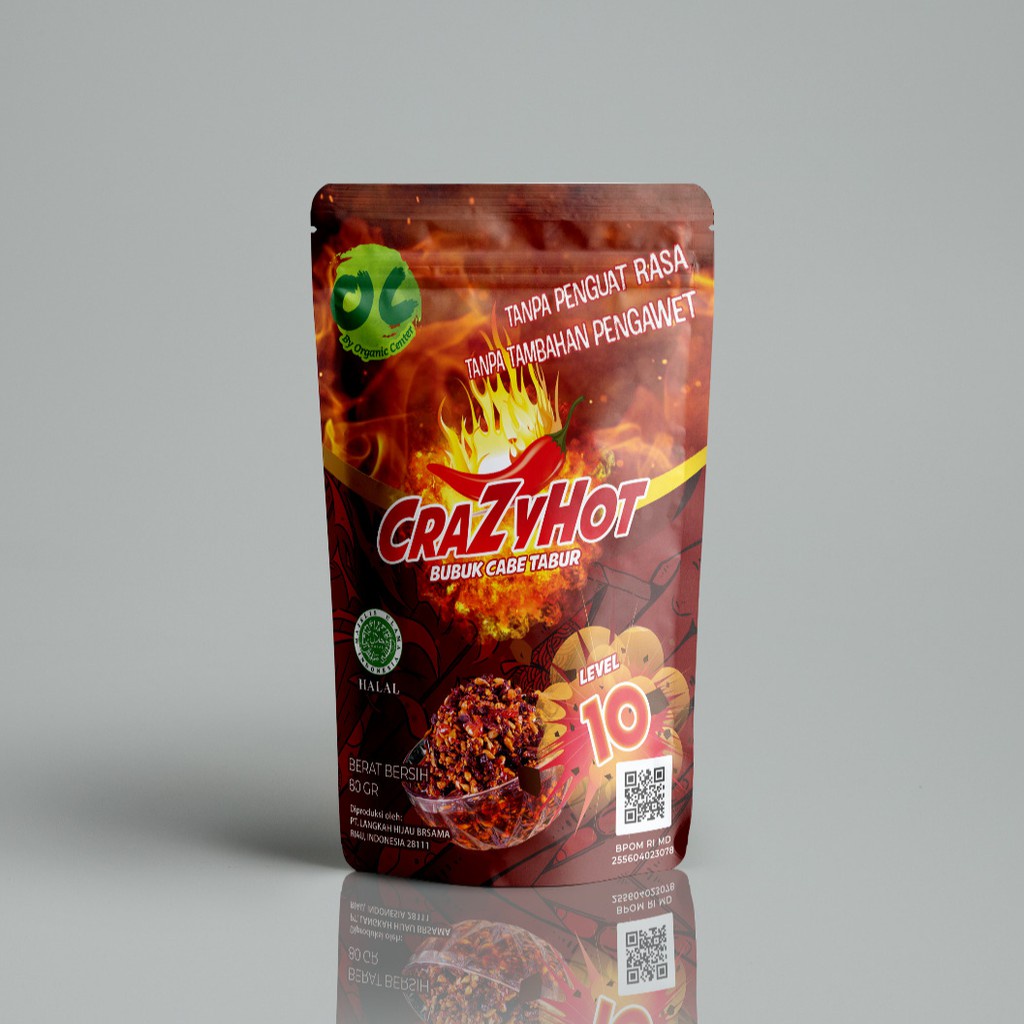 Organic Center, Crazy Hot Chili Powder (BonCabe NO MSG) 60 gr Level 10