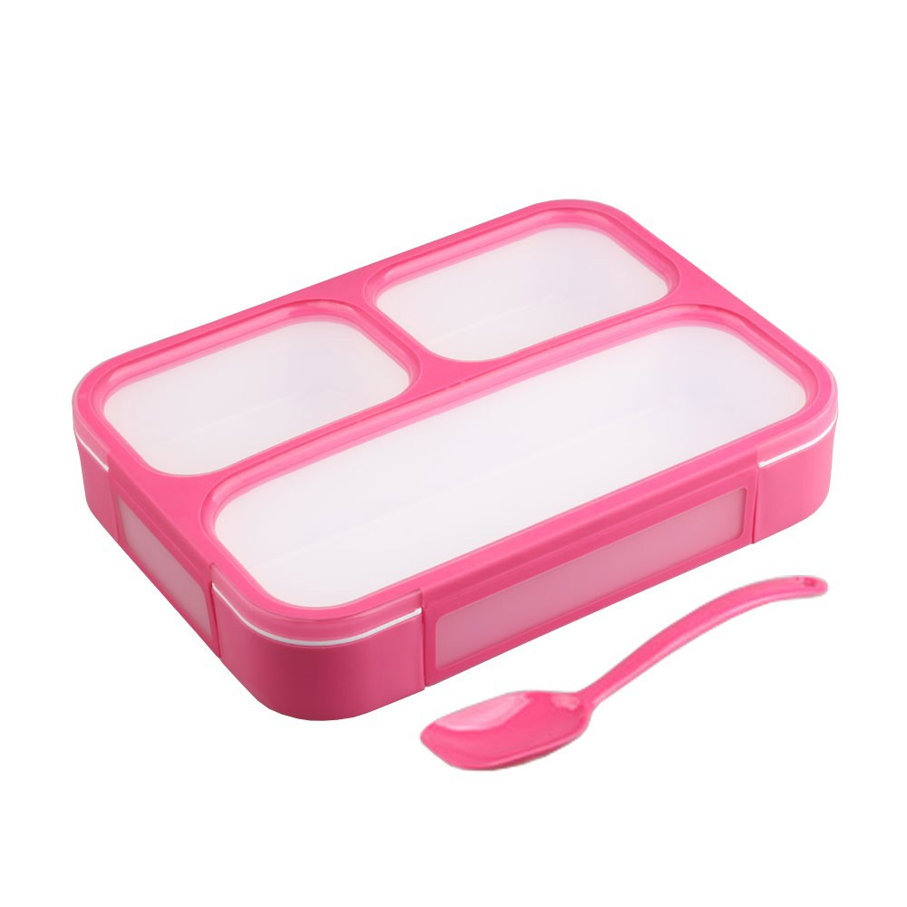 Lunch Box 3 Sekat / Kotak Makan Yooyee 579 Besar 1000ML Anti Tumpah 23cm x 17cm x 4,6cm (FREE Sendok)