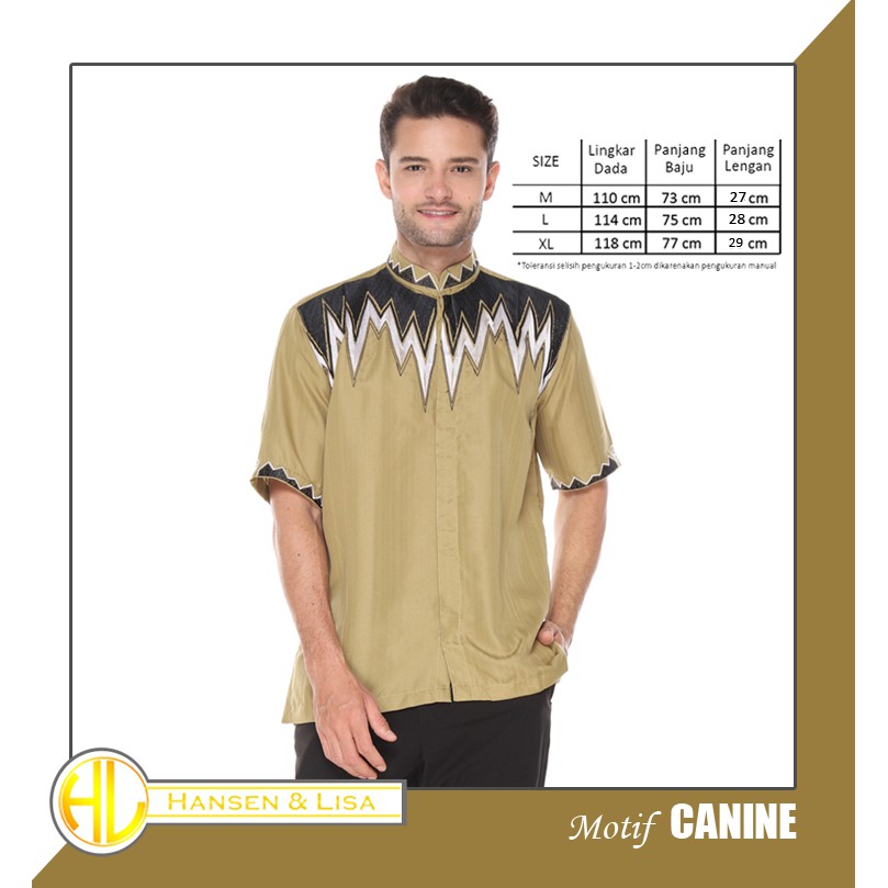 Baju Koko Hijau Lengan Pendek Muslim Pria Motif Bordir / Kemeja Muslimin Cowok Dewasa - Canine