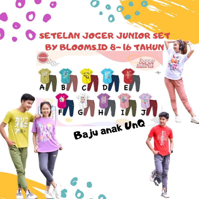 Set Joger Teens by Blooms.id Setelan Kaos Anak Remaja Tanggung Baju Anak Laki Perempuan