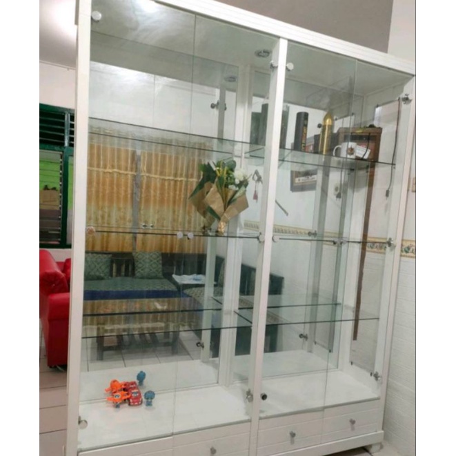 Lemari Pajangan Hias Kaca 4 pintu Jumbo (Bekasi)