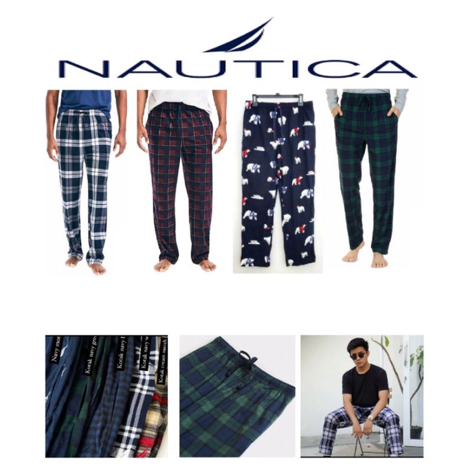 NAUTICA  Sleep Wear Men Pants Super Soft Fleece Celana Tidur Pria - Wanita  Lembut Original