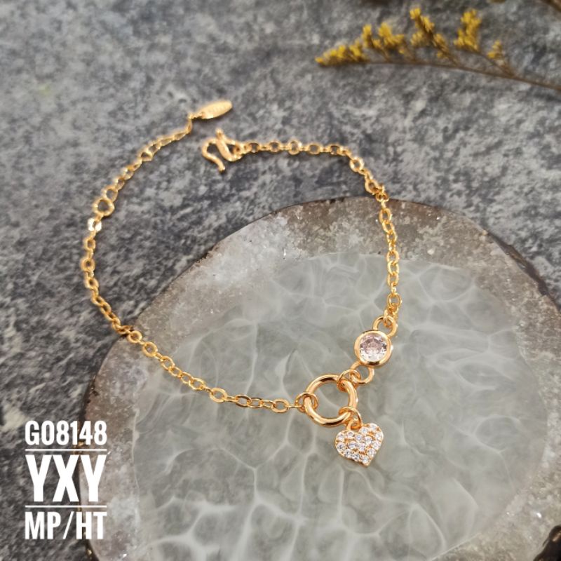 Gelang Yaxiya Rantai Love Gold G08149