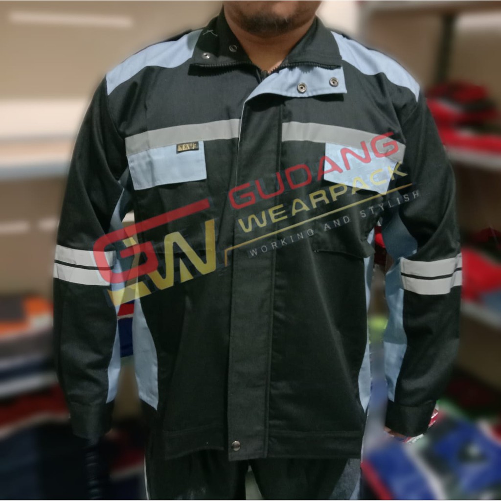 Baju Atasan Semi Jaket  Lengan Panjang Warna Hitam Kombinasi Abu