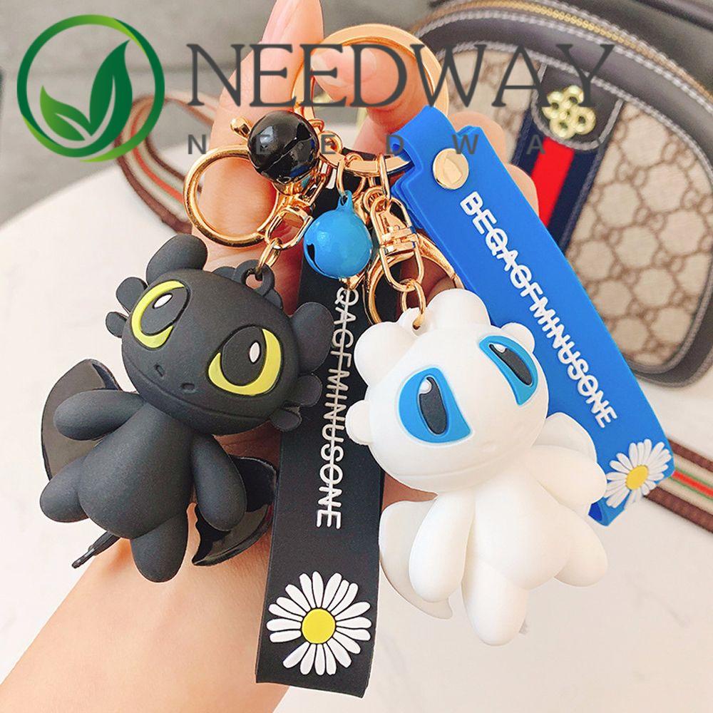 Needway  toys For Children Anime How to Train Your Dragon Cartoon Character Couple Keyring Toothless Keychains Key Chain Children Toys Bag Pendant Car Key Chain Action Figures Anime Doll Dragon 3 Light Fury/Multicolor