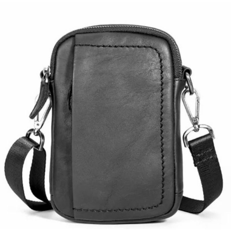 Tas Hp - Tas Selempang Kulit Pria - Asli Kulit Sapi - Sling Bag Mini - Tas Kulit Pria