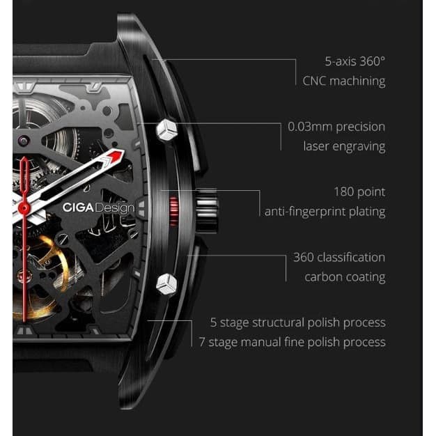 CIGA Design Z Series DLC Mechanical Watch Jam Tangan