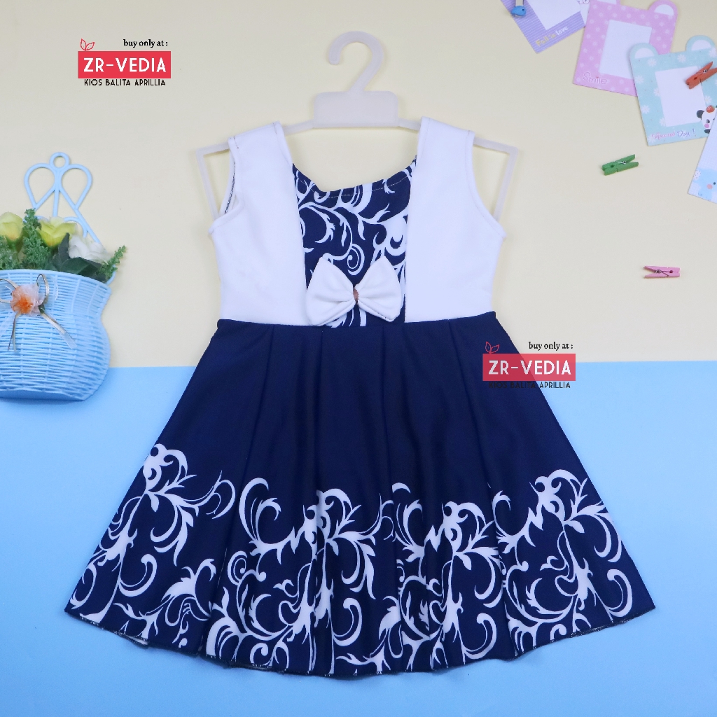 Dress Clairine uk 4-5 Tahun / Baju Anak Perempuan Model Dres Cewek Adem Batik Pakaian Motif Gaun