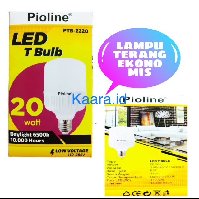 Lampu Led Tabung Murah Kapsul Pioline 20 Watt Putih Led T Bulb