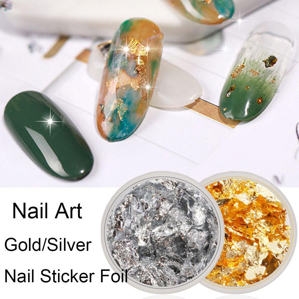 NEEDWAY Nail Foil Nail Art Dekorasi Efek Ajaib Emas Perak DIY Manicure Irregular Aluminium Foil Paper