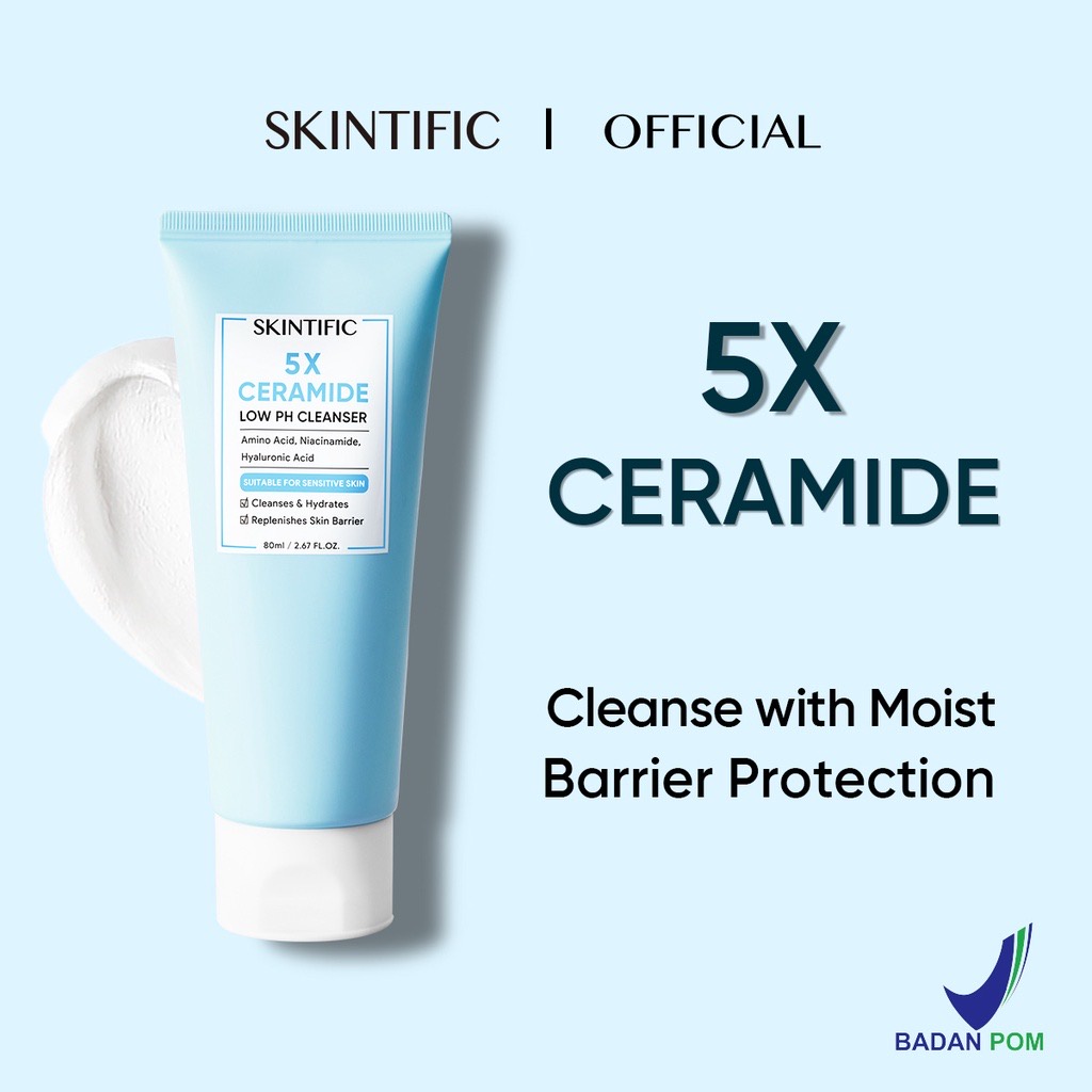 [ready stock] SKINTIFIC - 5X Ceramide Low pH Cleanser Facial Wash Gentle Cleanser For Sensitive Skin 80Ml 【BPOM】