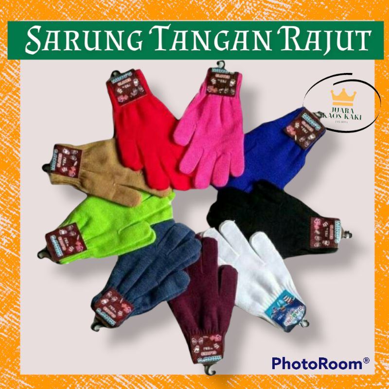 Sarung Tangan Rajut Wanita Pria Motor Bahan Woll Murah Motif Dan Polos 3Pasang