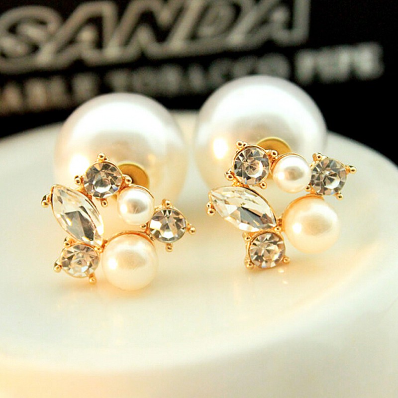 New Korean style alloy pearl earrings fashion piercing earrings ladies earrings rhinestone earrings jewelry wholesale