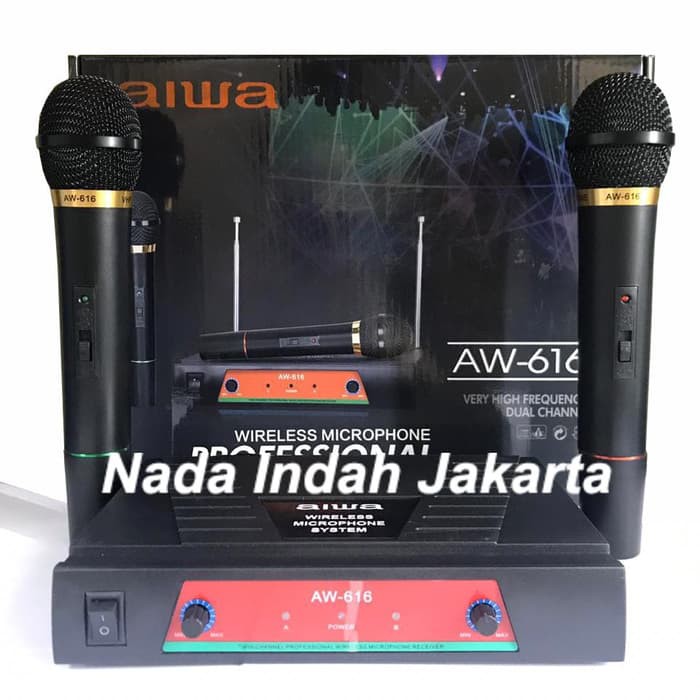 Microphone Mic Wireless Double Aiwa AW 616 - Mic tanpa kabel Aiwa
