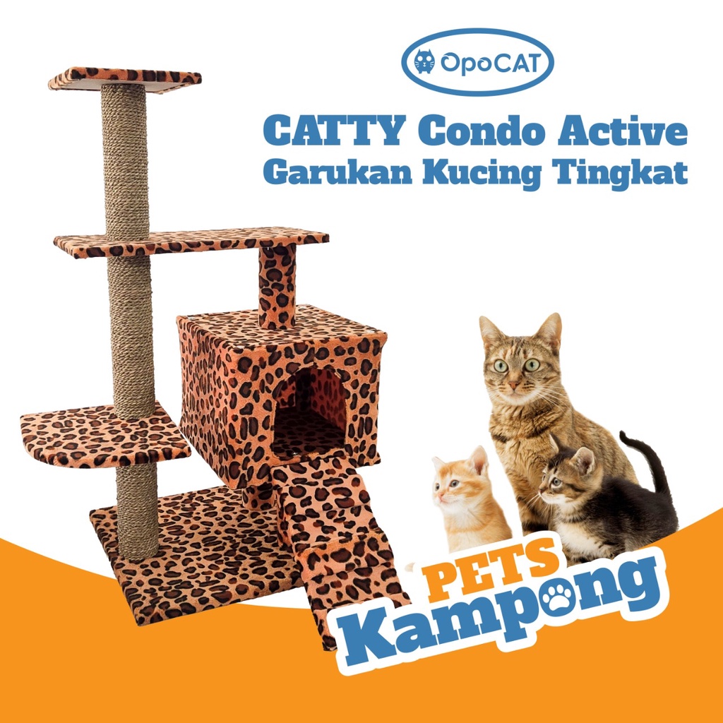 Opo Cat - Mainan kucing Catty Condo Active tree Garukan scratcher tingkat