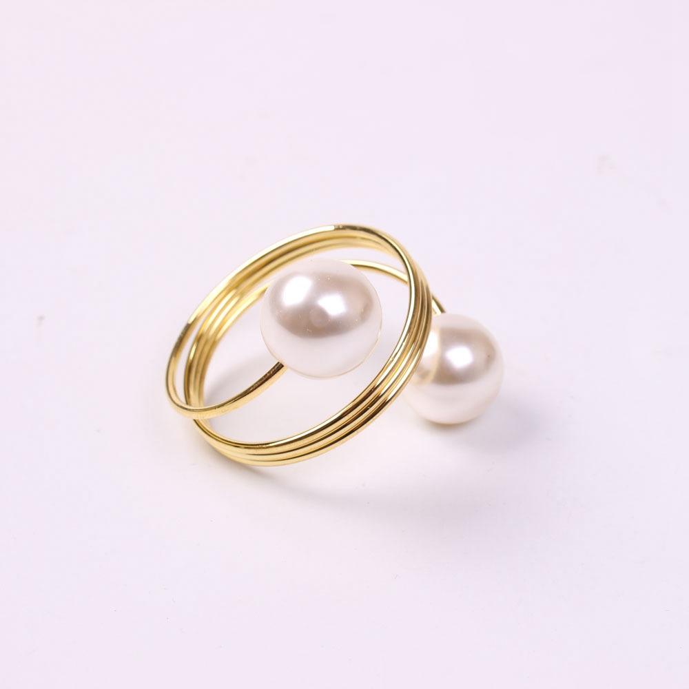 [Elegan] Serbet Ring Mutiara 6 /12pcs Dekorasi Meja Resepsi Pernikahan Hotel Serviette Gesper