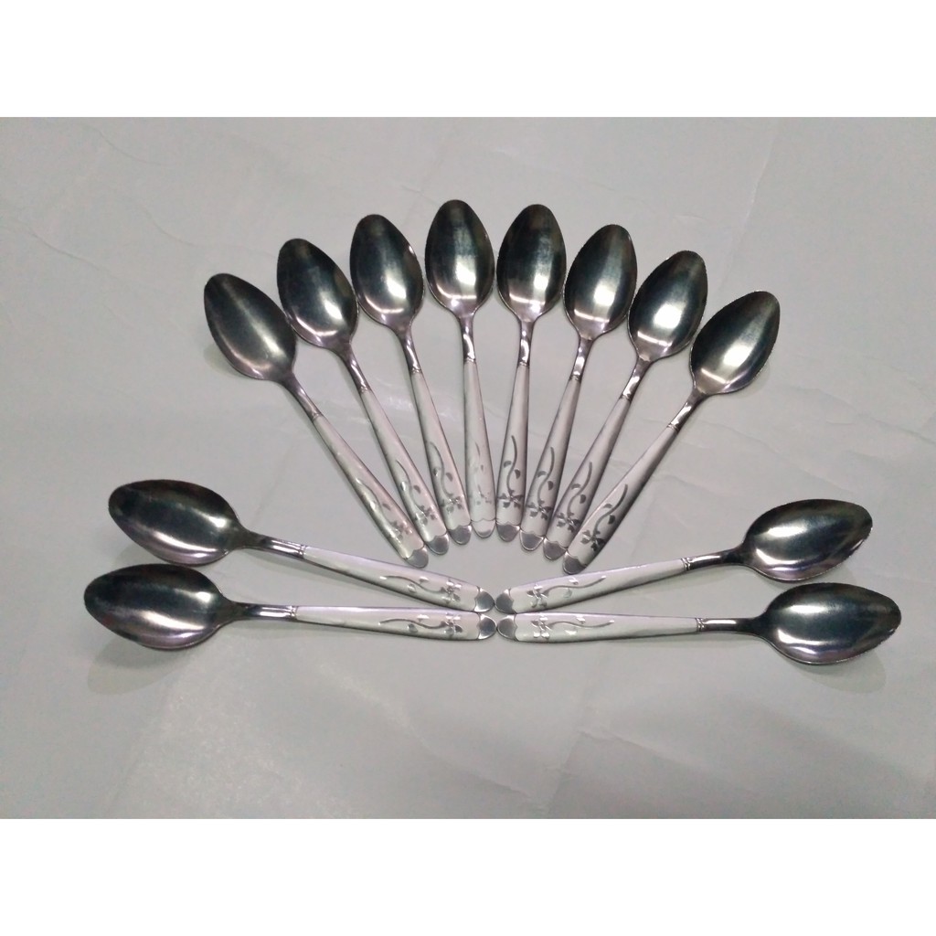 Sendok / garpu  Stainless tebal 1 set isi 12 bh sendok motif bunga
