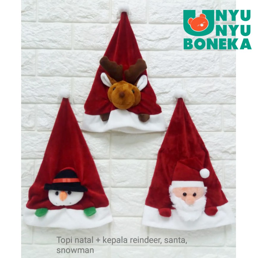 Bantal Topi Natal snowman santa reindeer merry christmas souvenir cindung souvenir gereja