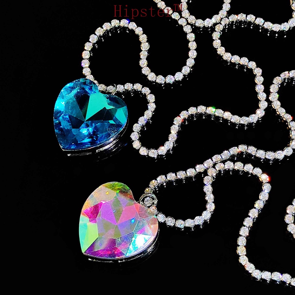 Ornament Pendant Heart-Shaped Crystal Necklace